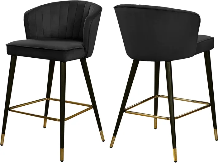 Cassie Black Velvet Stool