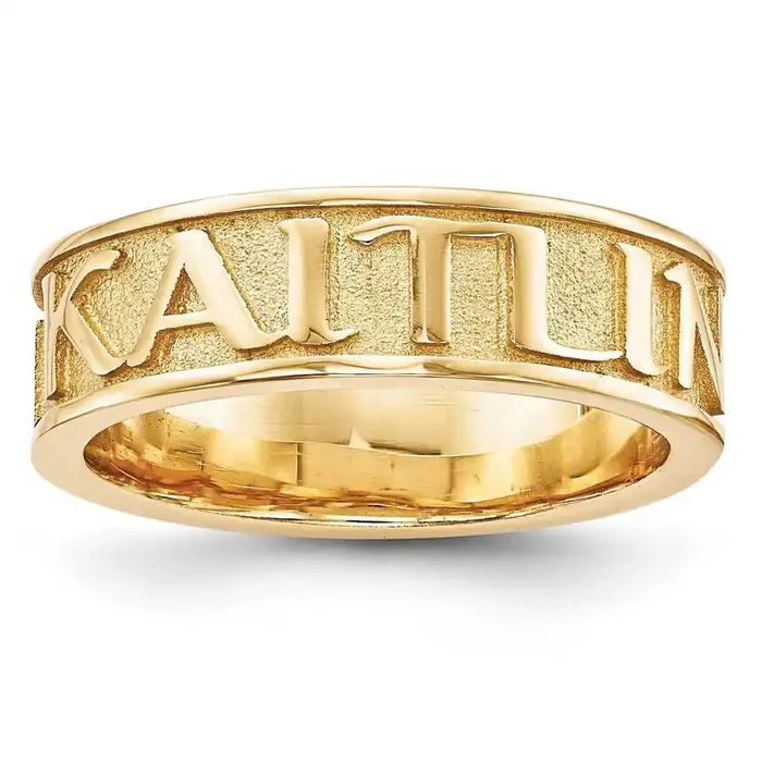Casted High Polish with Sandblast background Ring 14k Gold XNR60Y