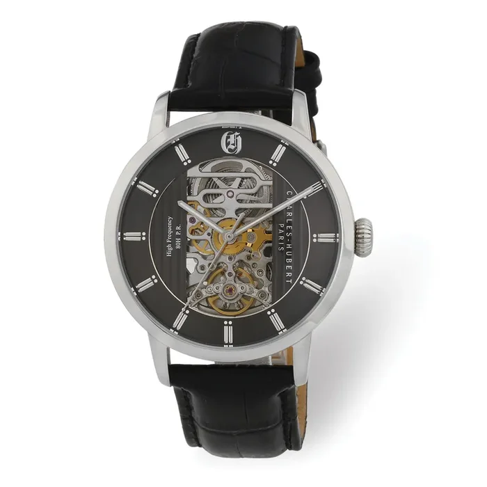 Charles Hubert Stainless Black Skeleton Dial Automatic Watch XWA6023