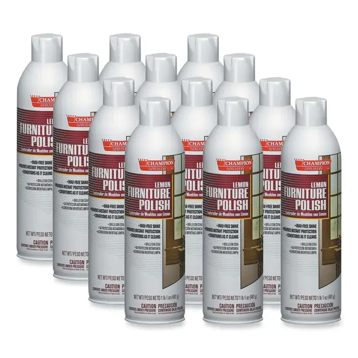 Chase Products Champion Sprayon Furniture Polish, Lemon, 17 Oz Aerosol Spray, 12/carton