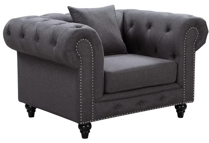 Chesterfield Grey Linen Chair