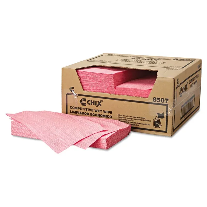 Chix® Wet Wipes, 11.5 x 24, White/Pink, 200/Carton