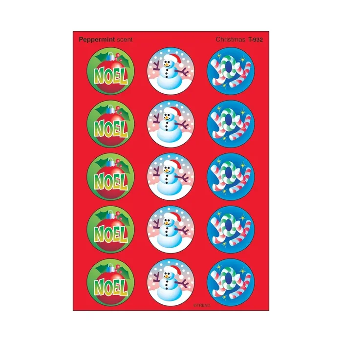 Christmas, Peppermint scent Scratch ‘n Sniff Stinky Stickers® – Large Round