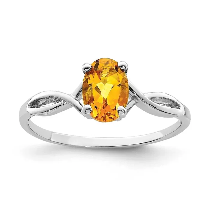 Citrine Ring 14k white Gold 7x5mm Oval Y2198CI