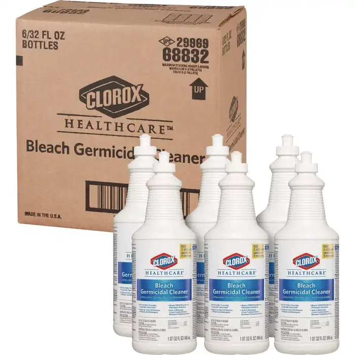 Clorox Healthcare® Bleach Germicidal Cleaner, 32 Oz Pull-Top Bottle, 6/carton