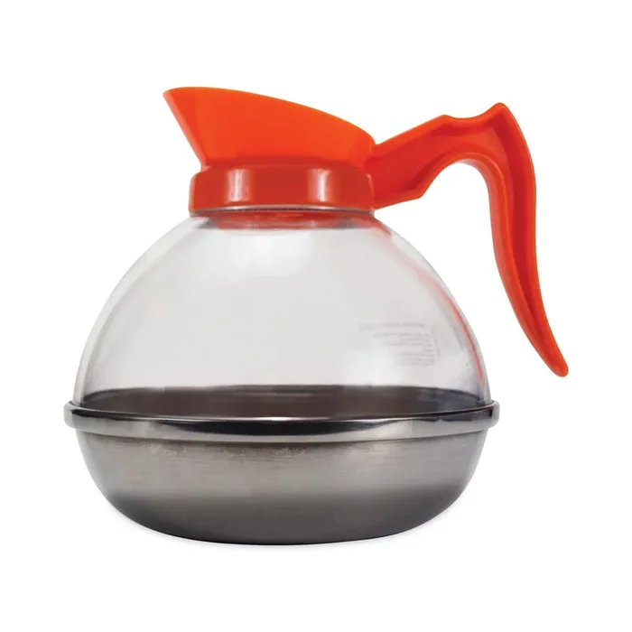 Coffee Pro Unbreakable Decaffeinated Coffee Decanter, 60 oz, Orange Handle