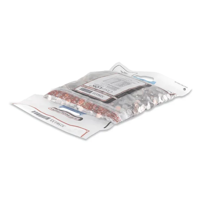 CoinLOK™ Coin Bag, Plastic, 14.5 X 25, Clear, 50/pack