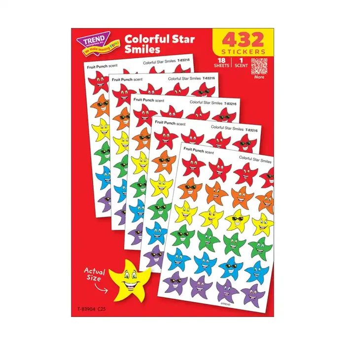 Colorful Star Smiles, Fruit Punch scent Scratch ‘n Sniff Stinky Stickers® Value Pack