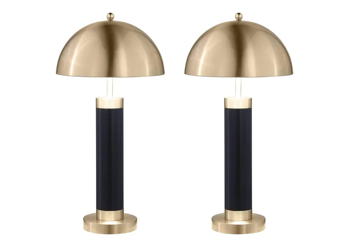 Conroe 28-inch Dome Shade Pillar Table Lamp Black (Set of 2)