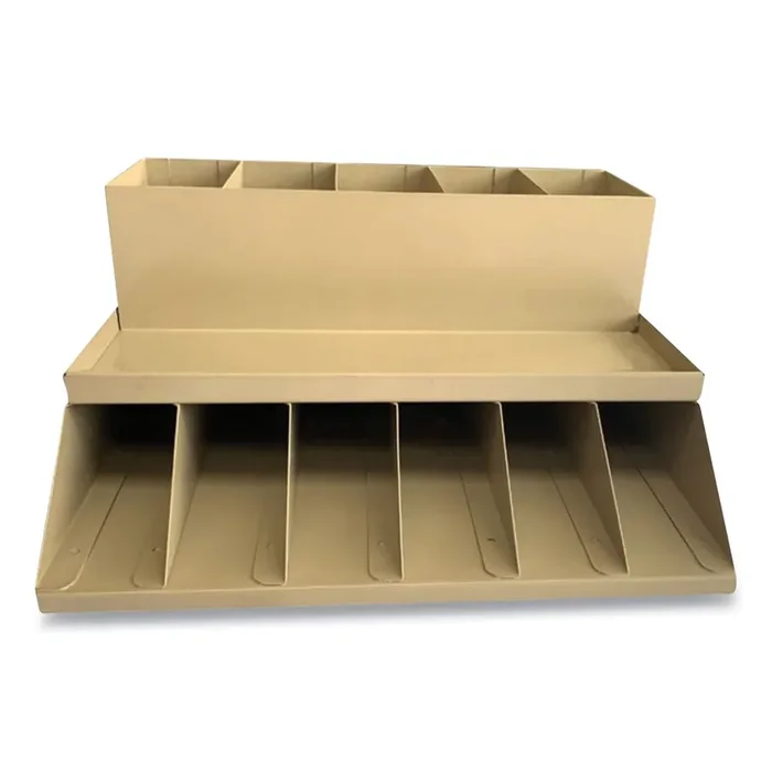 CONTROLTEK® Coin Wrapper and Bill Strap 2-Tier Rack, 11 Compartments, 9.38 x 8.13 4.63, Plastic, Pebble Beige