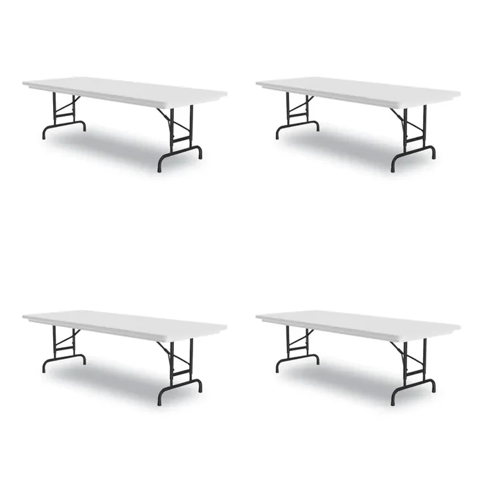 Correll® Adjustable Folding Tables, Rectangular, 96″ x 30″ x 22″ to 32″, Gray Granite Top, Black Legs, 4/Pallet