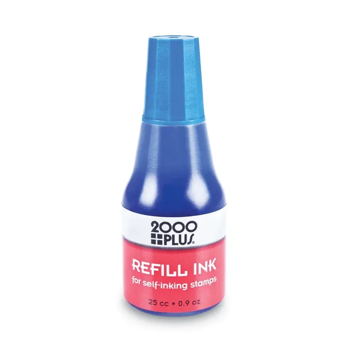 COSCO 2000PLUS® Self-Inking Refill Ink, 0.9 oz. Bottle, Blue