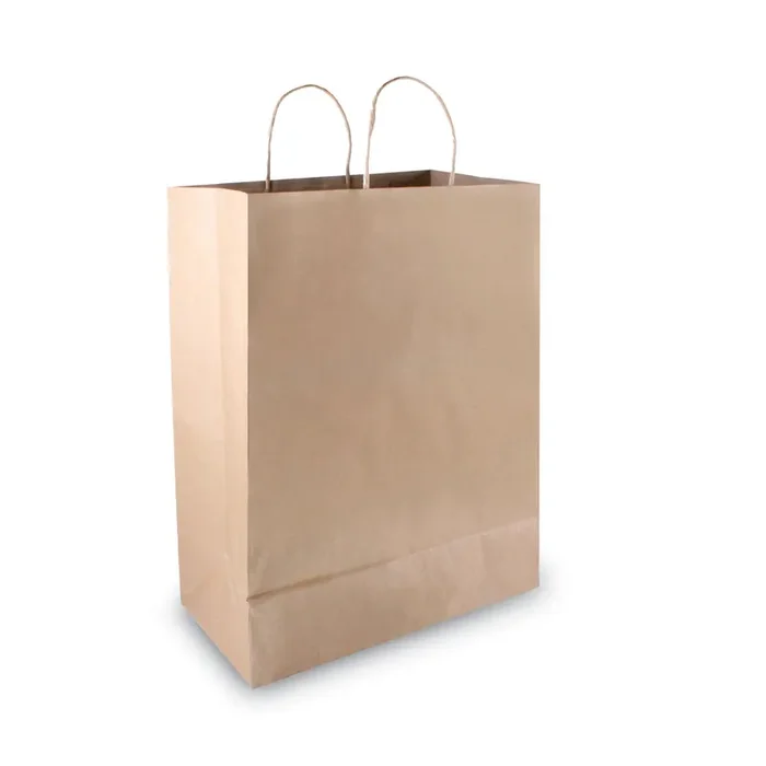 COSCO Premium Shopping Bag, Natural Twisted-Paper Handles, 12″ x 6.5″ x 17″, Brown, 50/Box