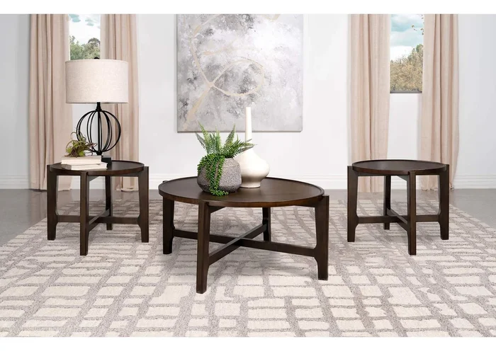 Cota 3-piece Solid Wood Coffee and End Table Set Dark Brown