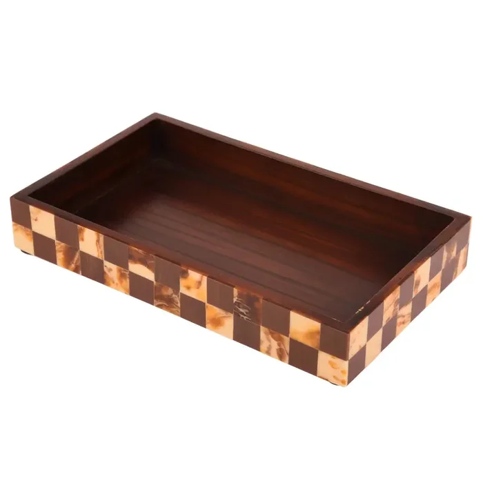 Countertop and Vanity Tray – Parlour Gambit Pattern Brown 10×6 Inches