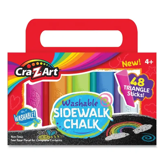 Cra-Z-Art® Washable Sidewalk Chalk, Triangle Shaped, 12.63″, 48 Assorted Bright Colors, 48 Sticks/Set