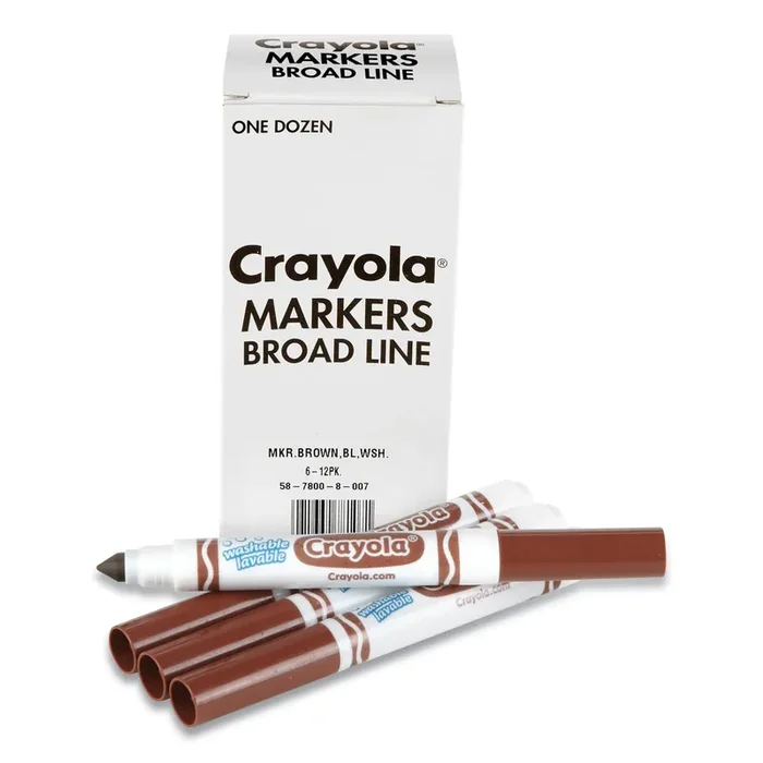 Crayola® Broad Line Washable Markers, Broad Bullet Tip, Brown, 12/box