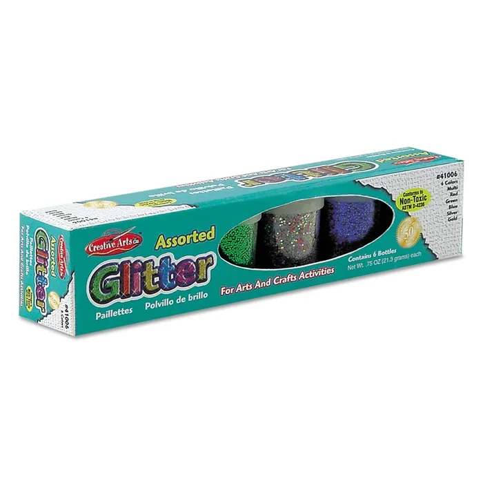 Creative Arts® Charles Leonard Glitter Set, Assorted, 0.75 Oz Shaker-Top Jar, 6/set