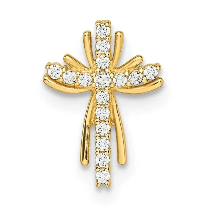 Cross Chain Slide 14k Gold CZ Diamond YC1497