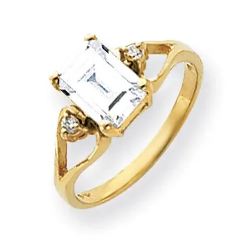 Cubic Zirconia Diamond Ring 14k Gold 8x6mm Emerald Cut Y4749CZ/A