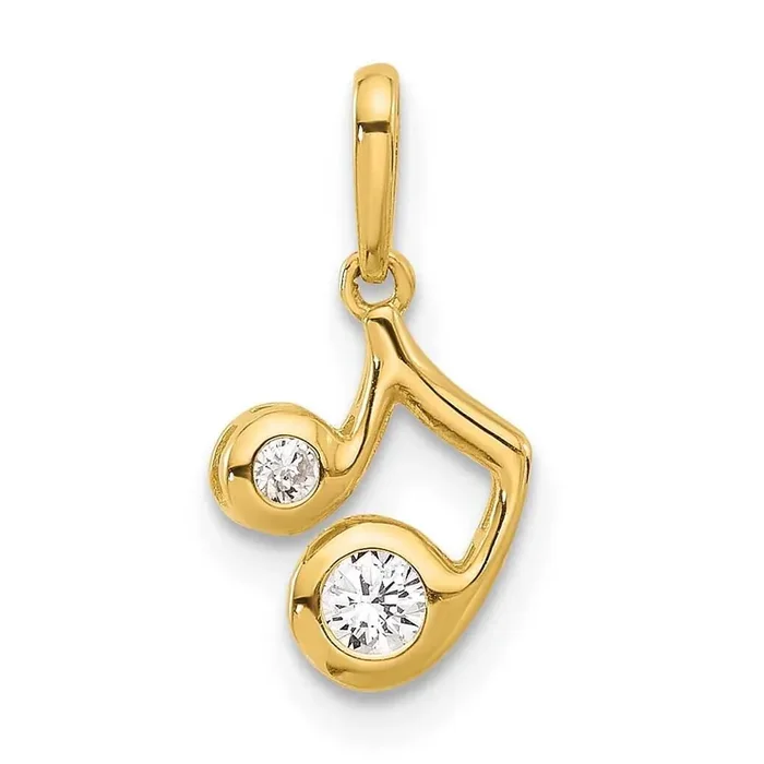 CZ Music Note Pendant 14k Polished Gold YC1595