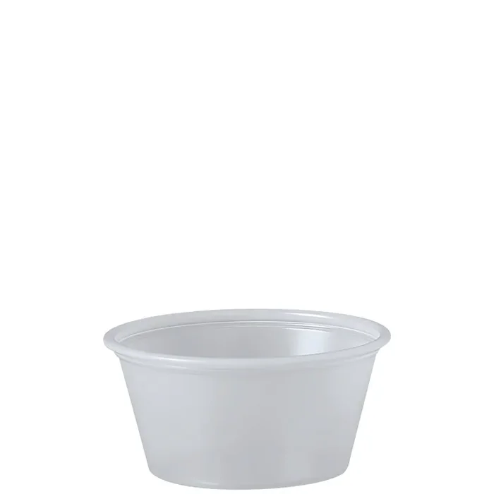 Dart® Polystyrene Portion Cups, 2 oz, Plastic, Translucent, 250/Bag, 10 Bags/Carton