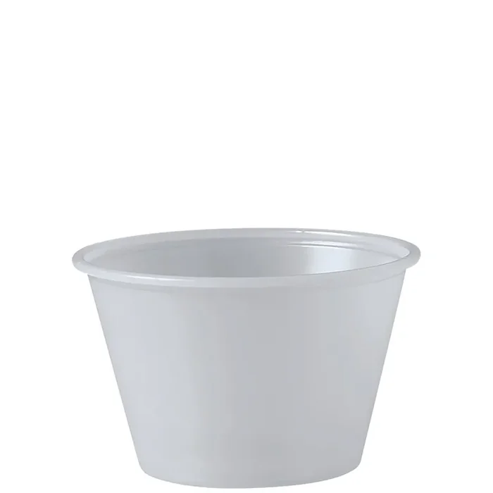 Dart® Polystyrene Portion Cups, 4 oz, Plastic, Translucent, 250/Bag, 10 Bags/Carton