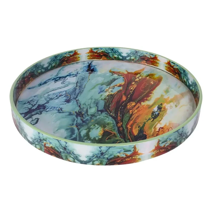 Decorative Trays Cosmos Spectrum Pattern Resin Inlay Collection in 12×12