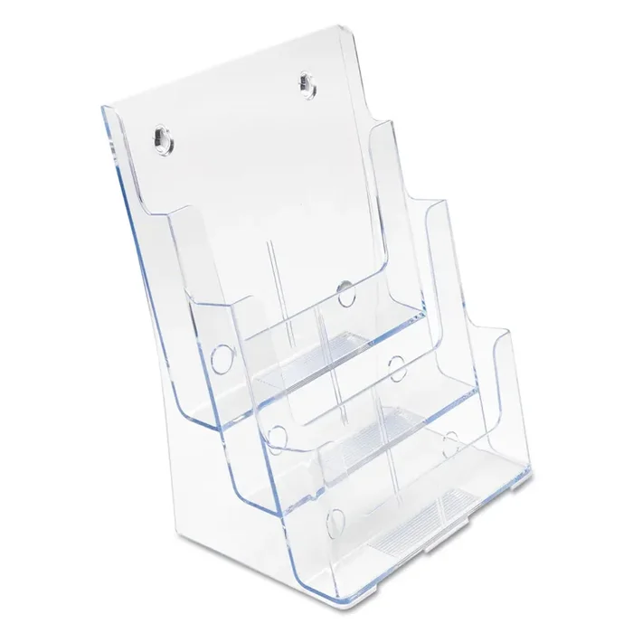 deflecto® 3-Compartment Docuholder, Magazine Size, 9.5w X 6.25d X 12.63, Clear