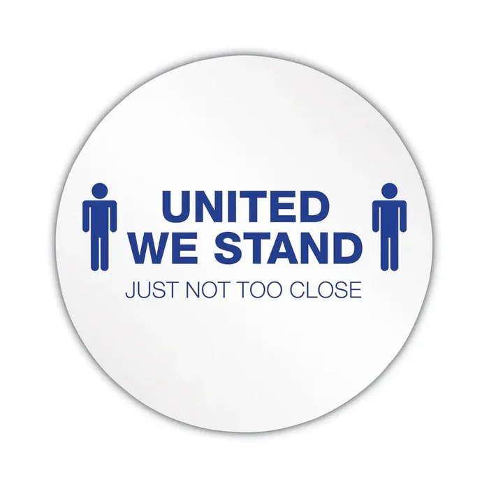 deflecto® Personal Spacing Discs, United We Stand, 20″ Dia, White/blue, 6/pack