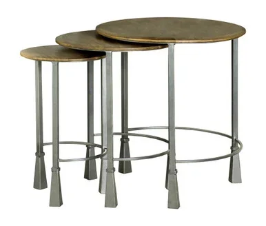 Deja 3-piece Round Nesting Table Set Natural and Gunmetal / CS-935971