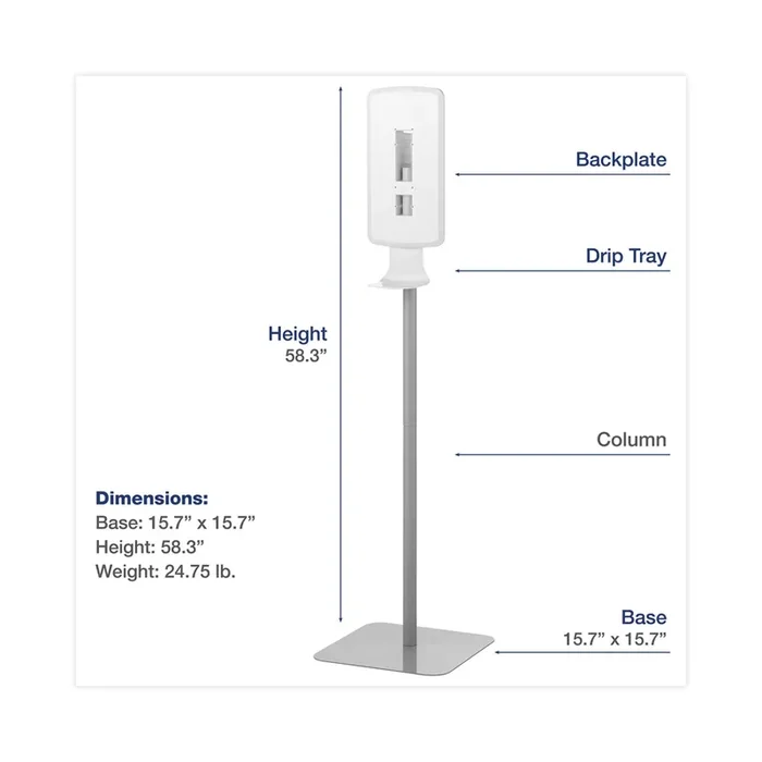 Dial® Fit Touch Free Dispenser Floor Stand, 15.7 X 15.7 X 58.3, White