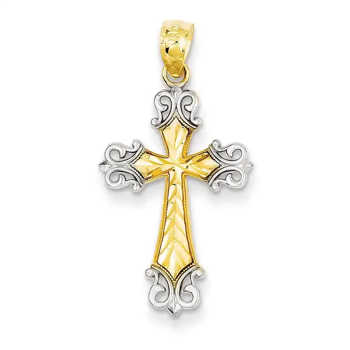 Diamond-cut Cross Pendant 14k Gold XR917