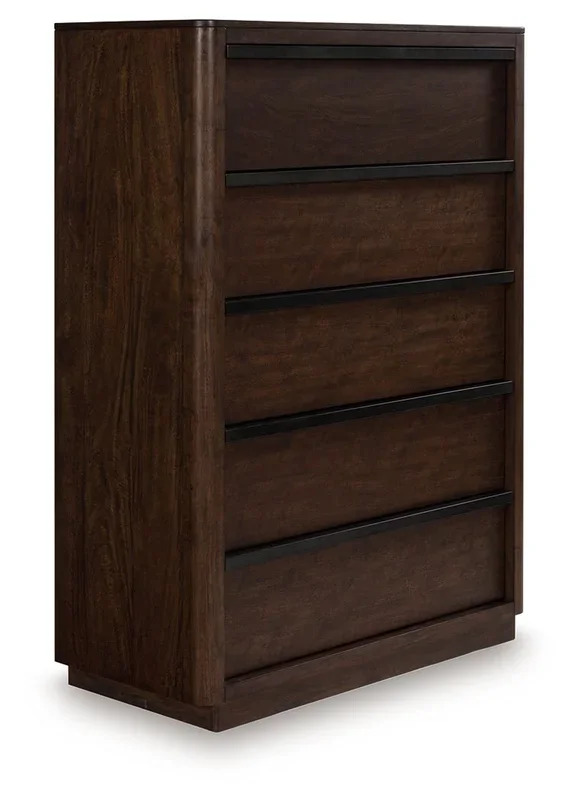 Dilenno – Five Drawer Chest – Dark Brown