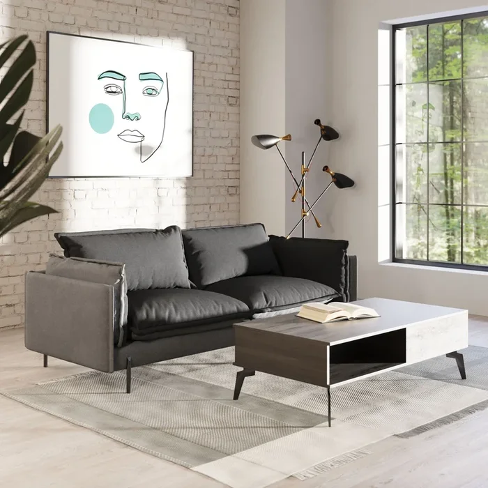 Divani Casa Mars Modern Grey & Dark Grey Fabric Sofa