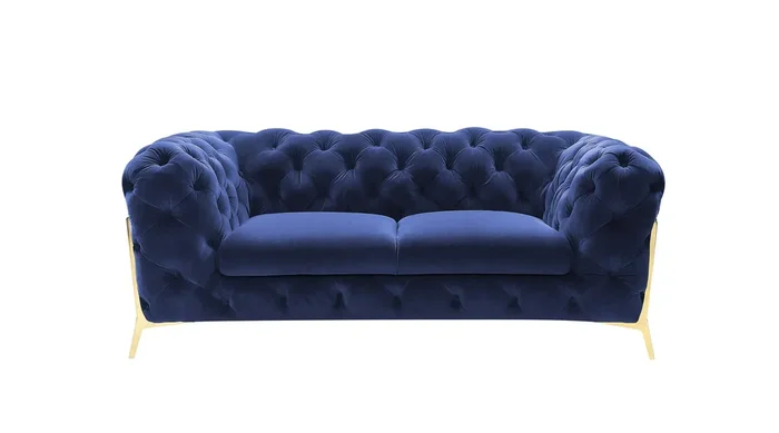 Divani Casa Quincey Transitional Blue Velvet Loveseat