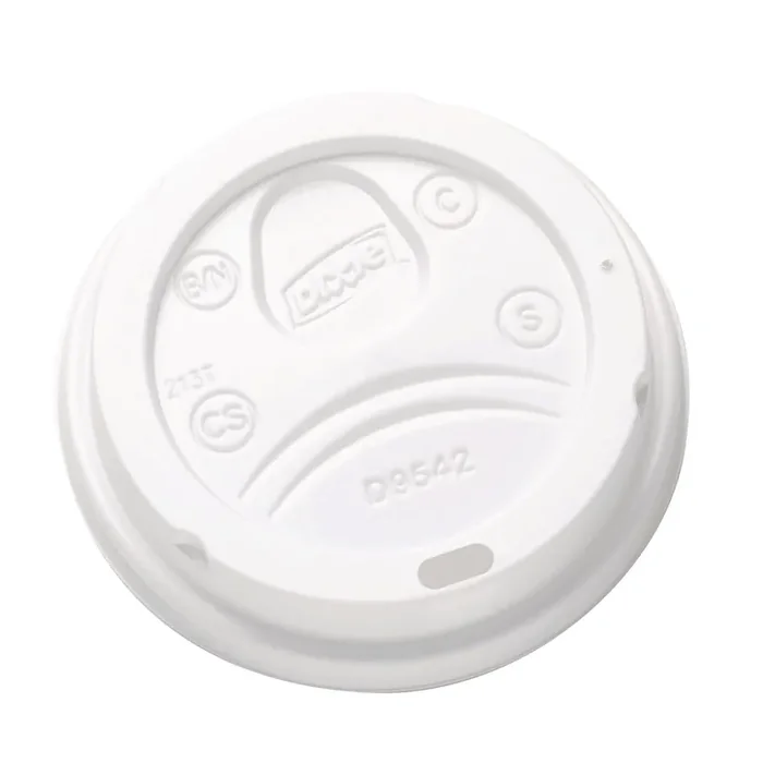 Dixie® Dome Drink-Thru Lids, Fits 10 oz to 16 oz Hot Cups, Plastic, White, 1,000/Carton