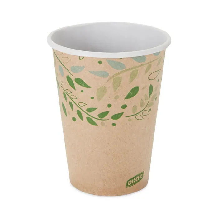 Dixie® EcoSmart Recycled Fiber Hot/Cold Cups, 12 oz, Paper, Kraft/Green, 50/Sleeve, 20 Sleeves/Carton