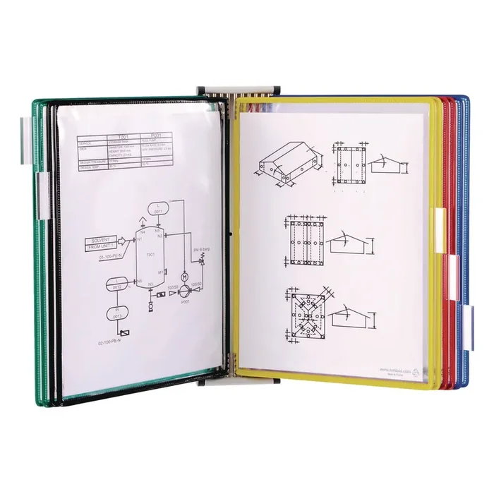 djois® by Tarifold Wall Unit Reference Starter Set, 10 Panels with Assorted Color Borders, White Base