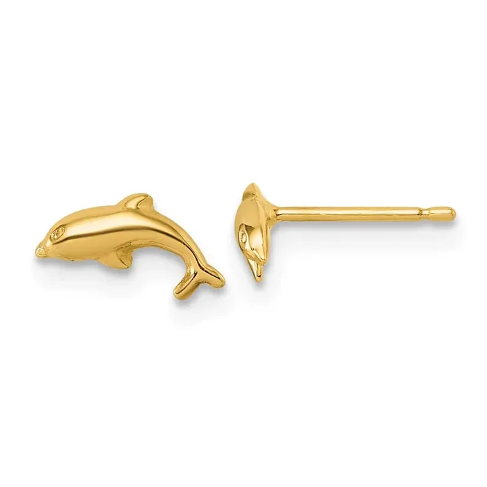 Dolphin Post Earrings 14k Gold Polished YC1642