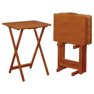 Donna 4-piece TV Tray Table Set With Stand Golden Brown
