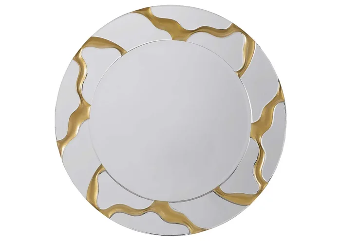 Dorinda 36 x 36 Inch Round Kintsugi Style Wall Mirror Gold