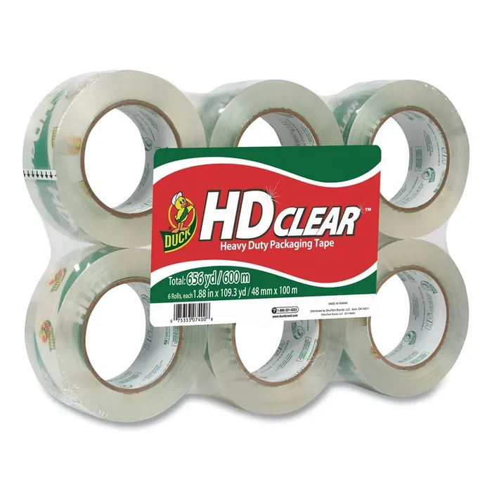 Duck® Heavy-Duty Carton Packaging Tape, 3″ Core, 1.88″ X 109.3 Yds, Clear, 6/pack