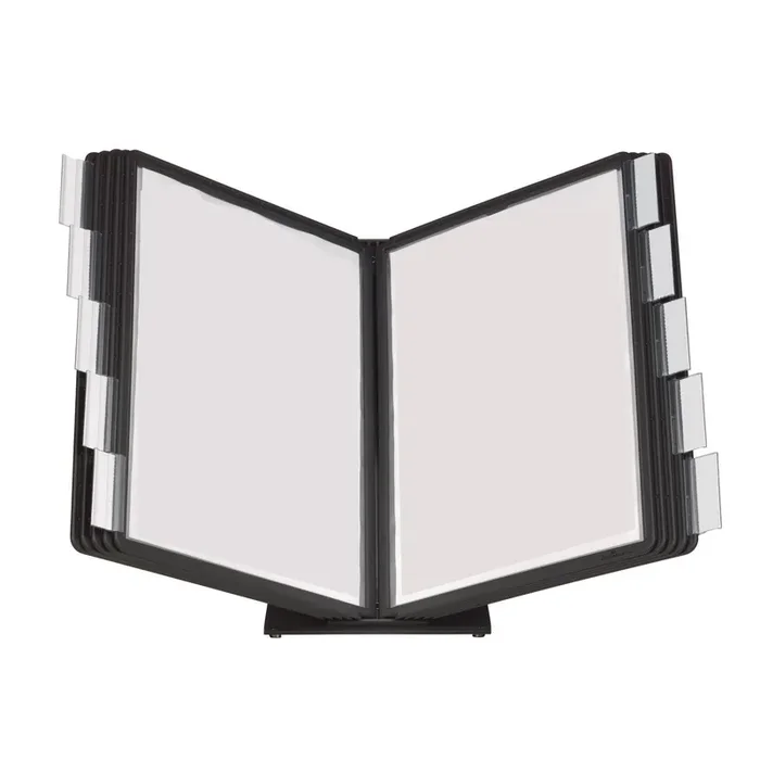 Durable® VARIO Document Holder, 10 Panels 15.5 x 6.5 x 10.75, Black Borders