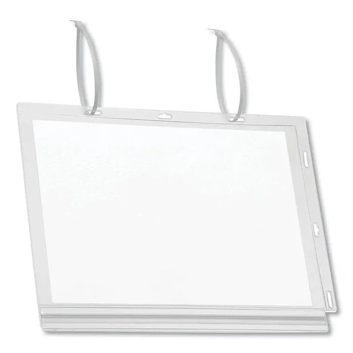 Durable® Water Resistant Sign Holder Pockets with Cable Ties, 8.5 x 11, Clear Frame, 5/Pack