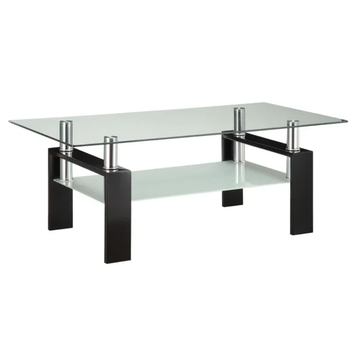 DYER Rectangular Glass Top Coffee Table Black