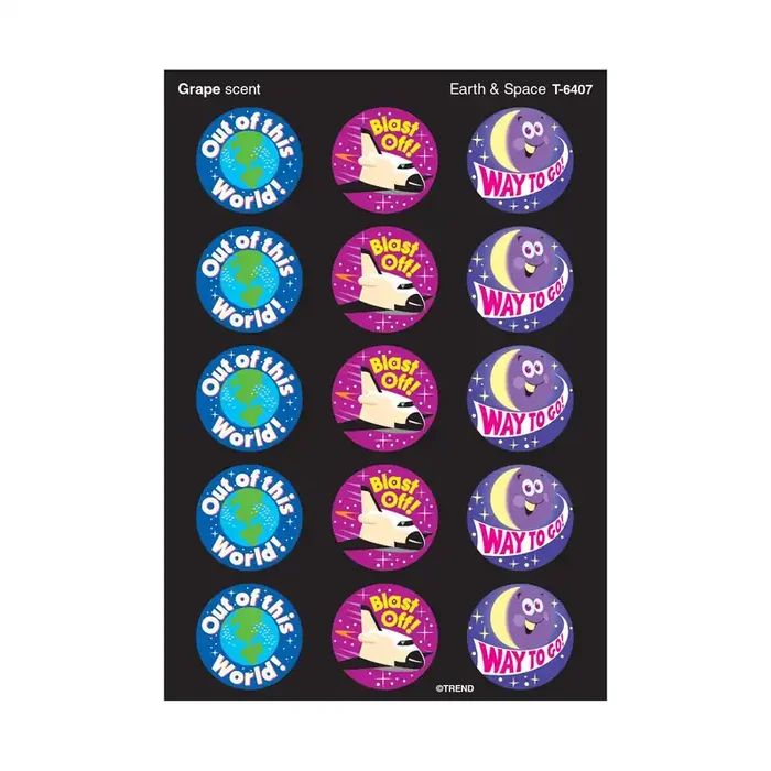 Earth & Space, Grape scent Scratch ‘n Sniff Stinky Stickers® – Large Round