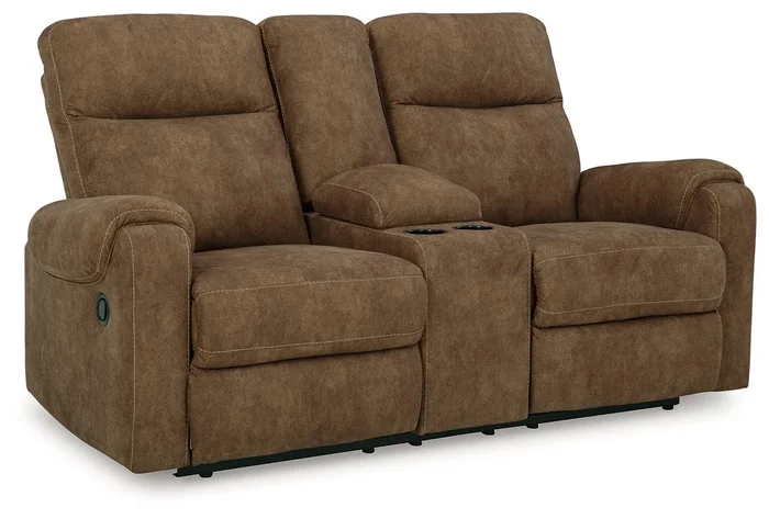Edenwold – Dbl Reclining Loveseat with Console – Brindle