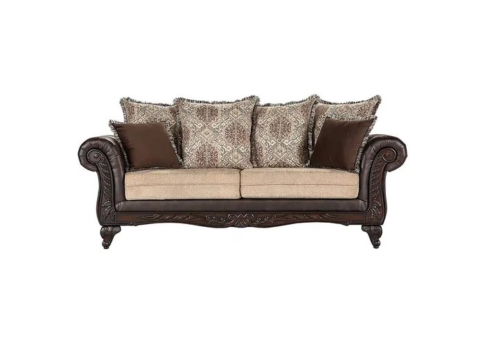 Elmbrook Upholstered Rolled Arm Sofa Brown