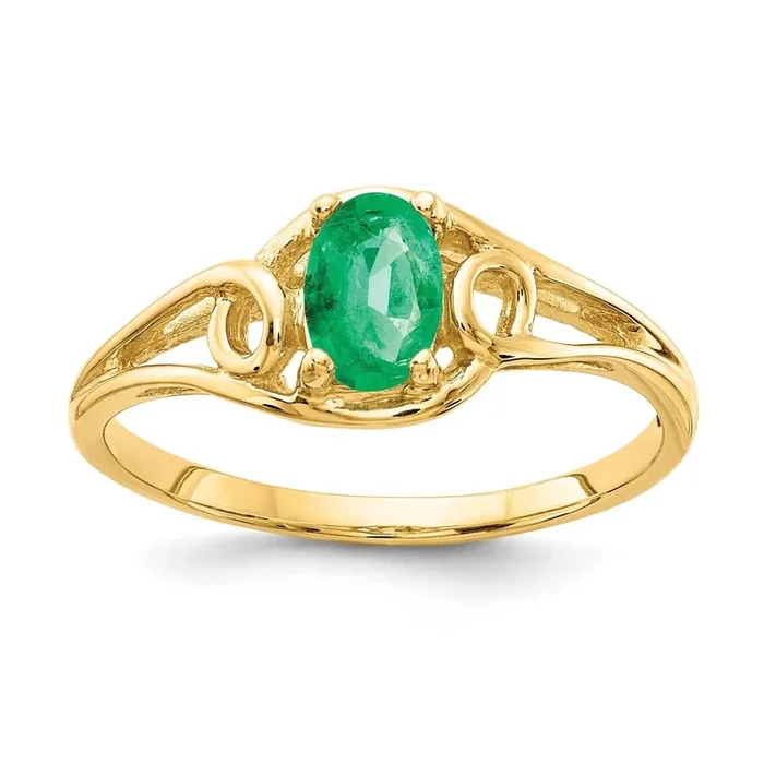 Emerald Ring 14k Gold 7x5mm Oval Y2205E